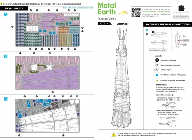 Metal Earth 3D puzzle - Gyűrűk Ura: Orthanc