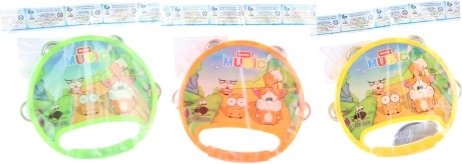 Műanyag csörgődob állatkákkal, 17 cm