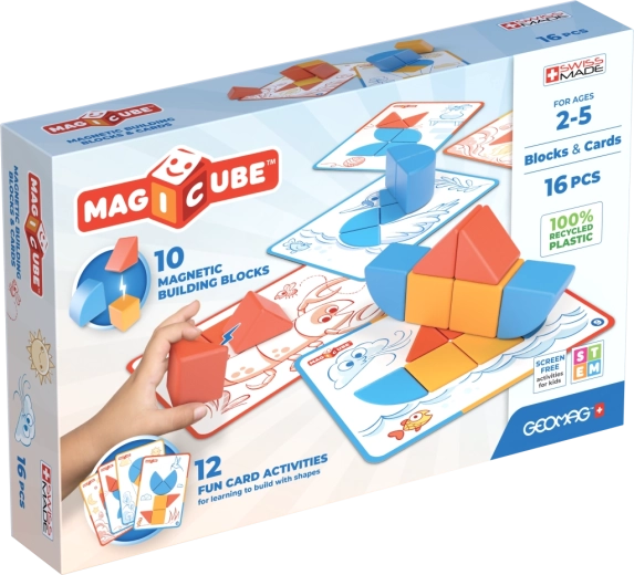 Geomag Magicube Blocks & Cards – mágneses építőkészlet, 16 darab