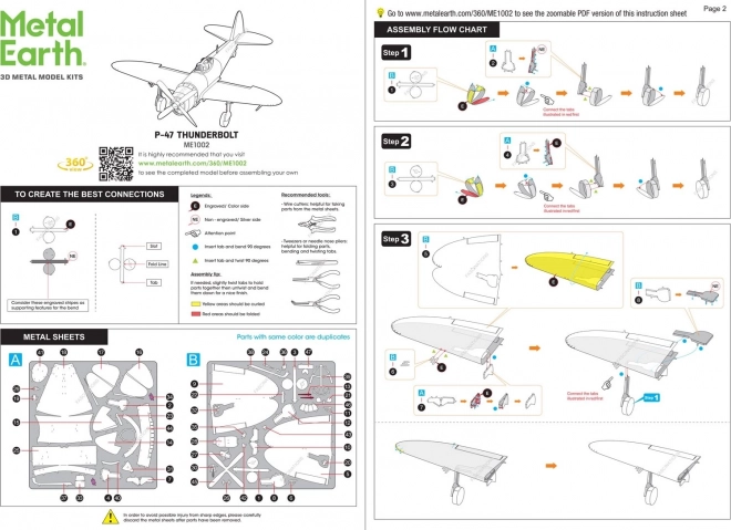 Metal Earth 3D P-47 Thunderbolt fém makett puzzle