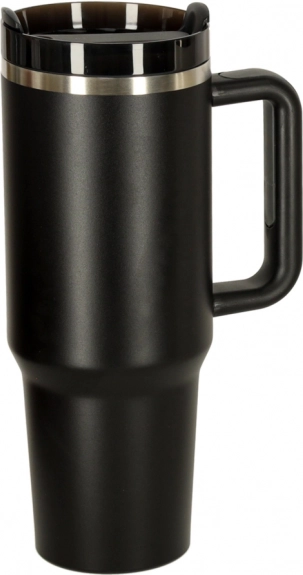 1200 ml fekete termoszbögre szívószállal és füllel