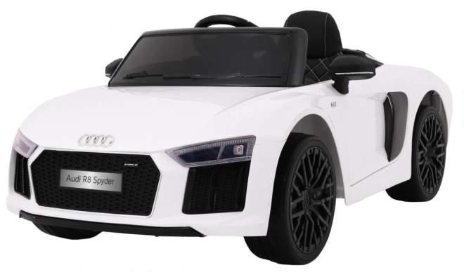 Audi R8 Spyder Akkumulátor Fehér + Távirányító + EVA + Lassú indítás + MP3 rádió + LED dióda