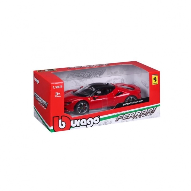 Bburago Ferrari SF90 Stradale piros autómodell 1:24