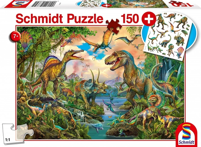 Dinoszauruszok Puzzle 150 darabos + Ajándék Tetoválások