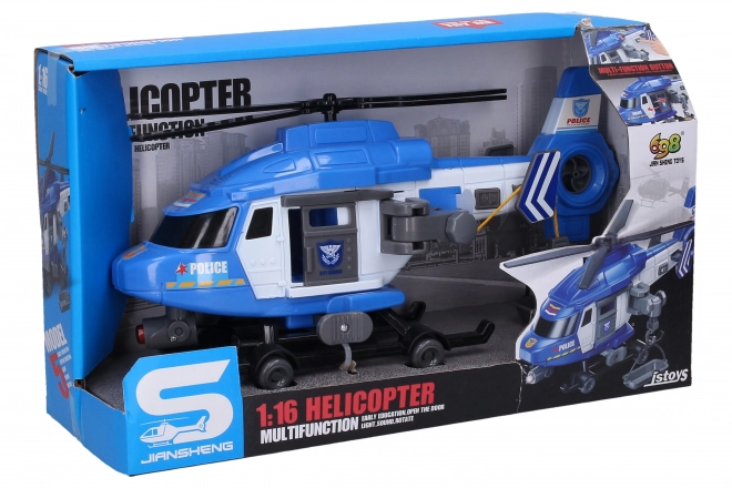 rendőrségi helikopter fény- és hangeffektekkel