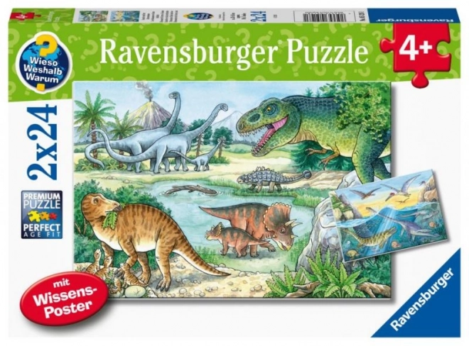 Ravensburger dinoszaurusz világ puzzle 2x24 darab