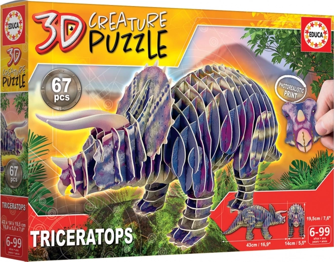 Educa 3D Triceratops Puzzle 67 darabos