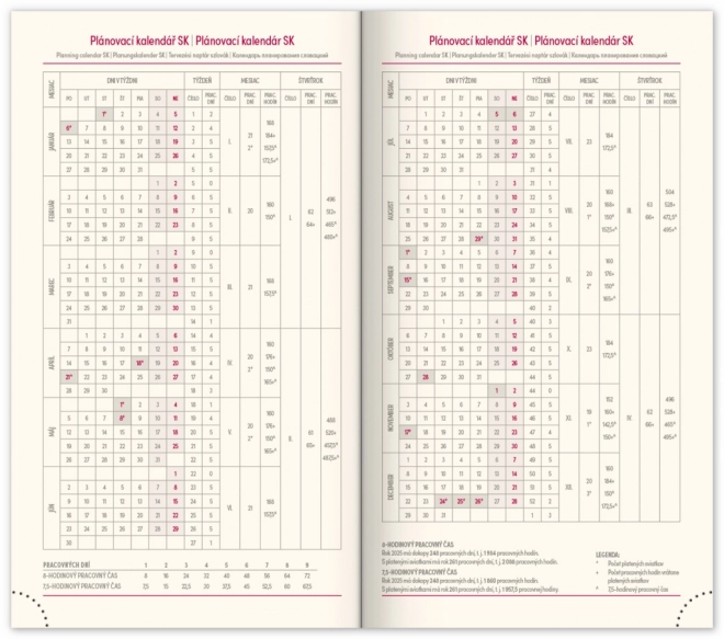 Rózsaszín NOTIQUE zsebnaptár 2025