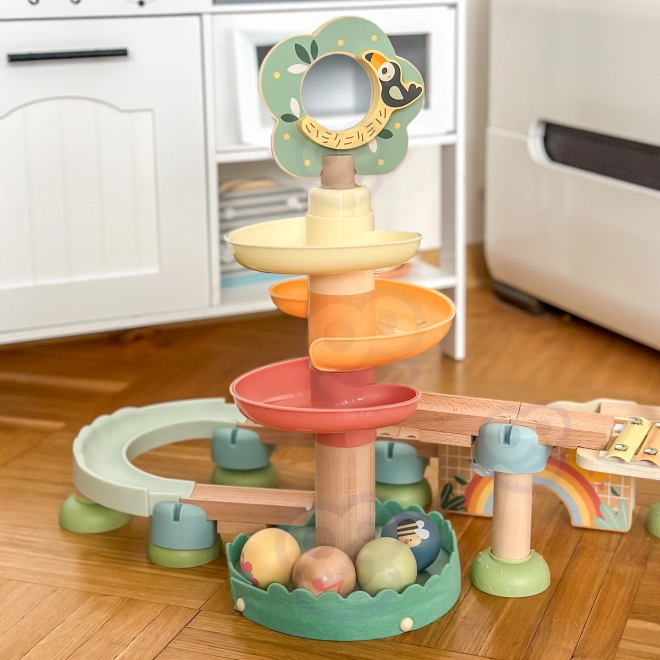 Fa golyópálya Xilofonnal Tooky Toy 44 db