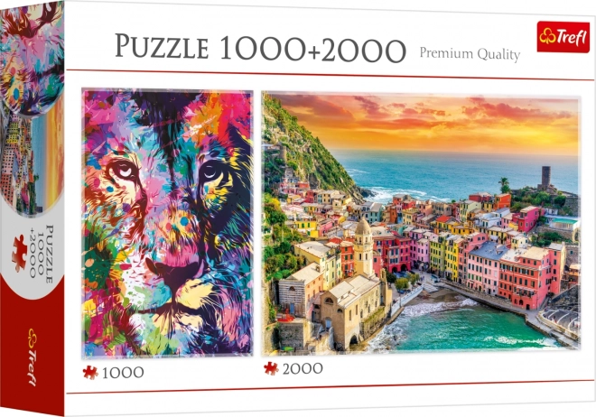 Trefl puzzle oroszlán és Olaszország tájképek