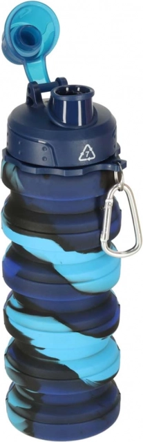 Összecsukható szilikon vízpalack fogantyúval 500ml kék