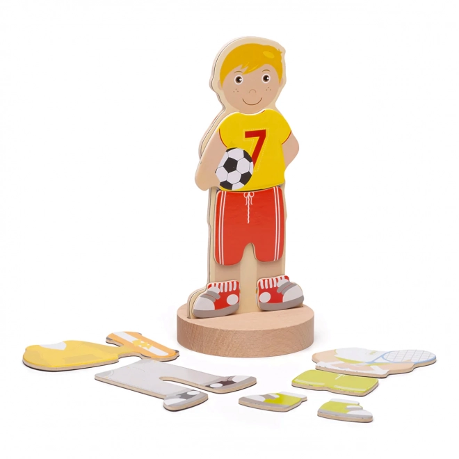 Bigjigs Toys mágneses öltöztető puzzle sporttevékenységekkel