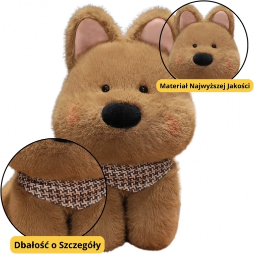 Plüsskutya kendővel barna 25cm
