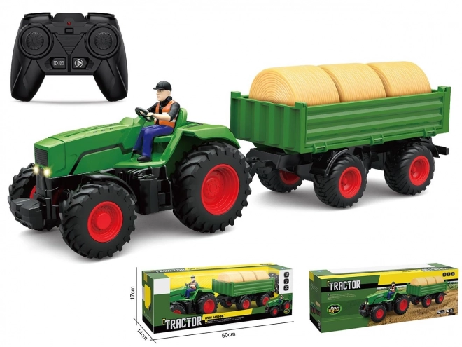 Traktor távirányítóval és pótkocsival