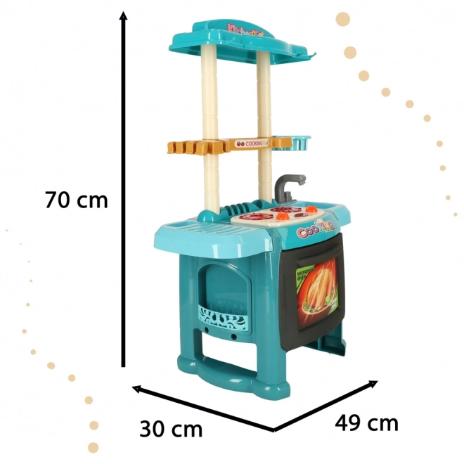 Játék konyha gyermekeknek fényekkel és csappal kék