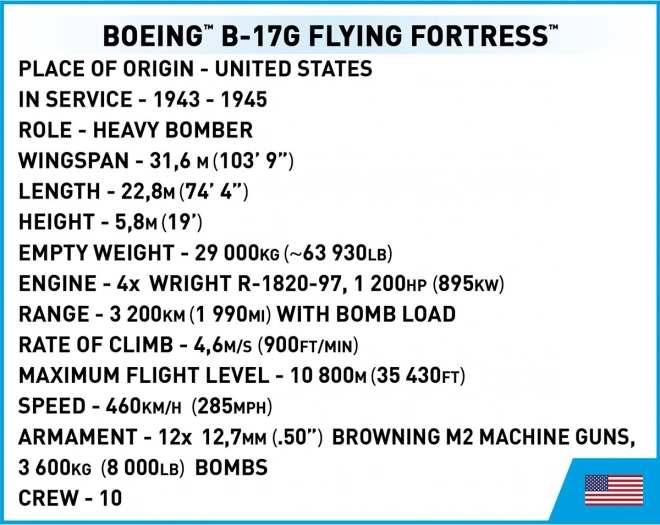 Boeing B-17G repülőgép építő készlet