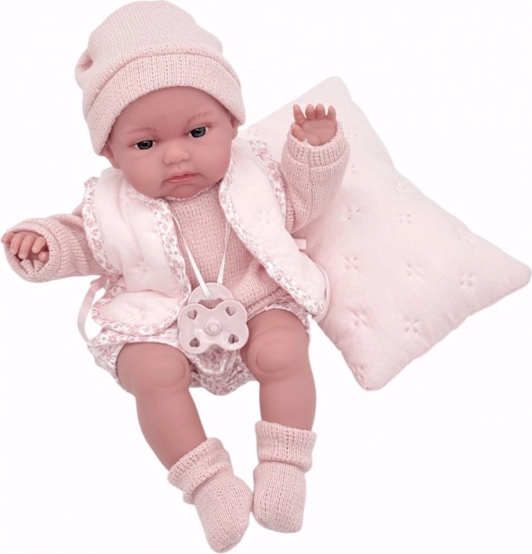 realisztikus baba újszülött mozgó funkcióval és puha textil testtel 34 cm