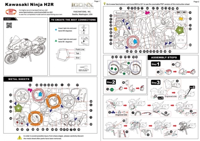 Kawasaki Ninja H2R 3D fém puzzle