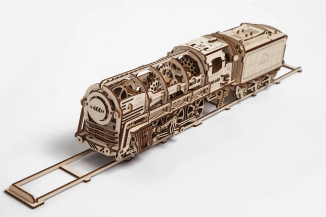 Mechanikus fa puzzle UGEARS - Gőzmozdony tendervel