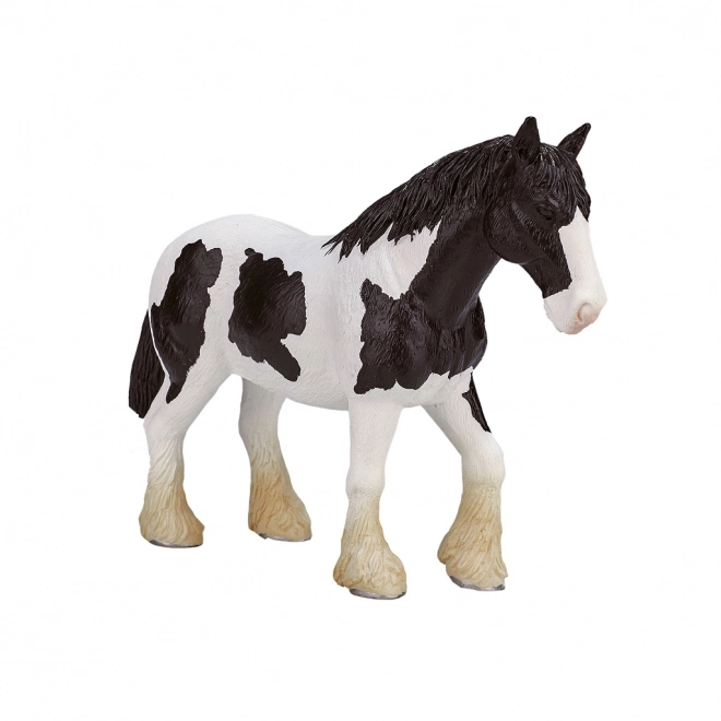 Fekete-fehér Clydesdale ló figura