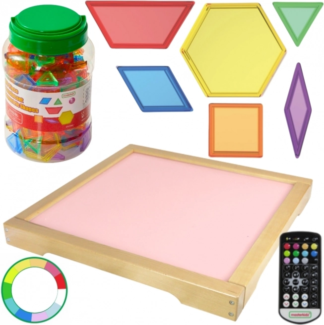 Világító LED panel Masterkidz távirányítóval és Montessori blokkokkal 140 db.