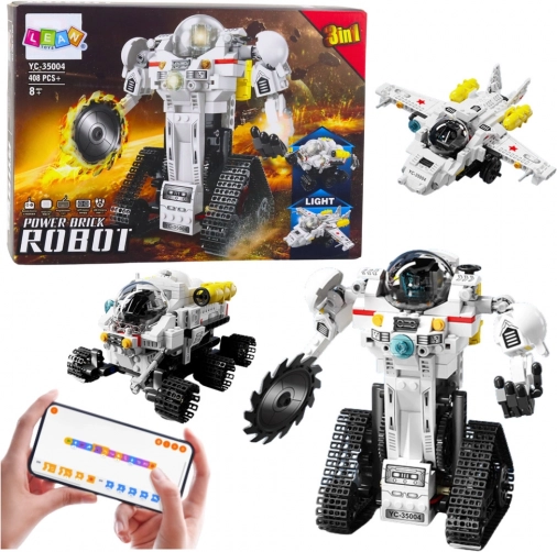 3 az 1-ben építőkészlet: robot, űrrover és távirányítós repülő, 408 darab
