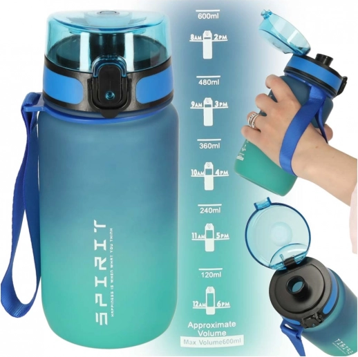 Sportpalack szívószállal 600ml kékeszöld