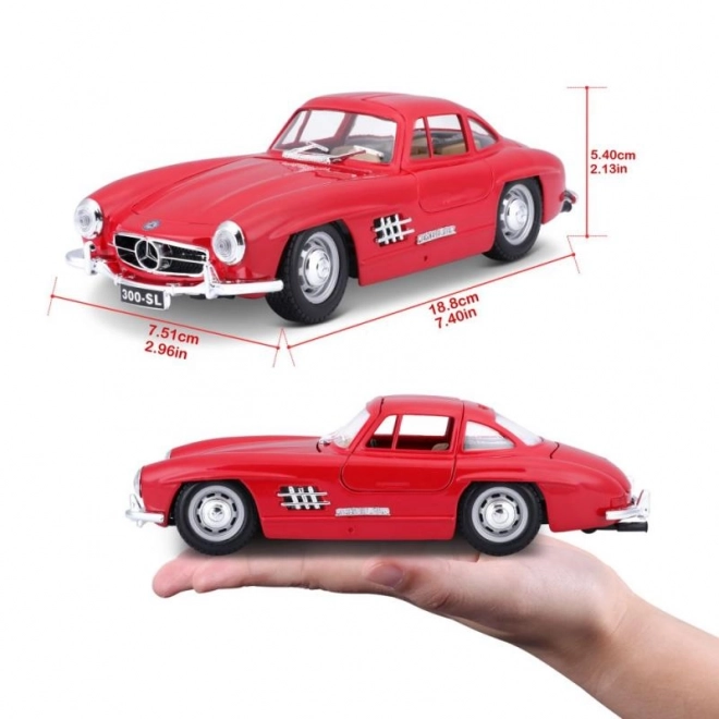 Bburago Mercedes Benz 300SL modellautó 1:24 méretarányban piros