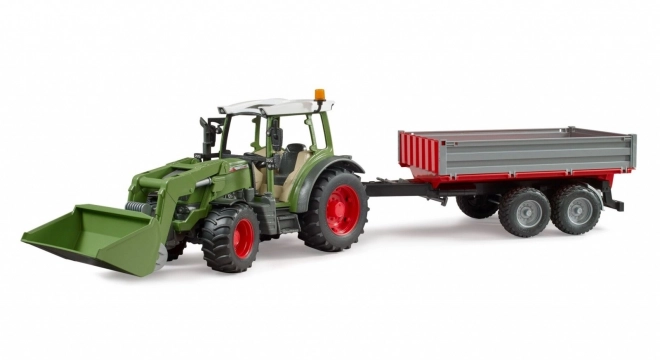 Fendt Vario 211 traktor homlokrakodóval és billenő utánfutóval