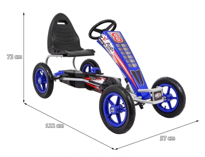 Gokart Full Ahead AIR pedálokkal gyerekeknek 3+ Kék + Ülésállítás + Felfújható kerekek + Kézifék