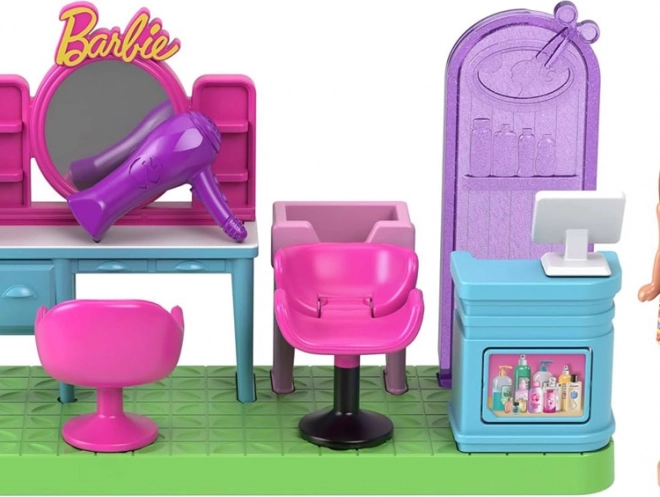 Barbie Mini BarbieLand - Fodrászszalon mozgatható mini Barbie babával
