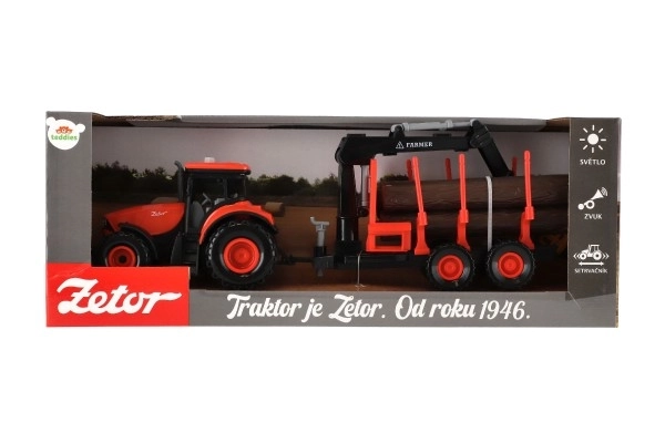 Zetor traktor pótkocsival és darukarral