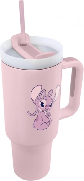 Lilo és Stitch utazó bögre rózsaszín szívószállal