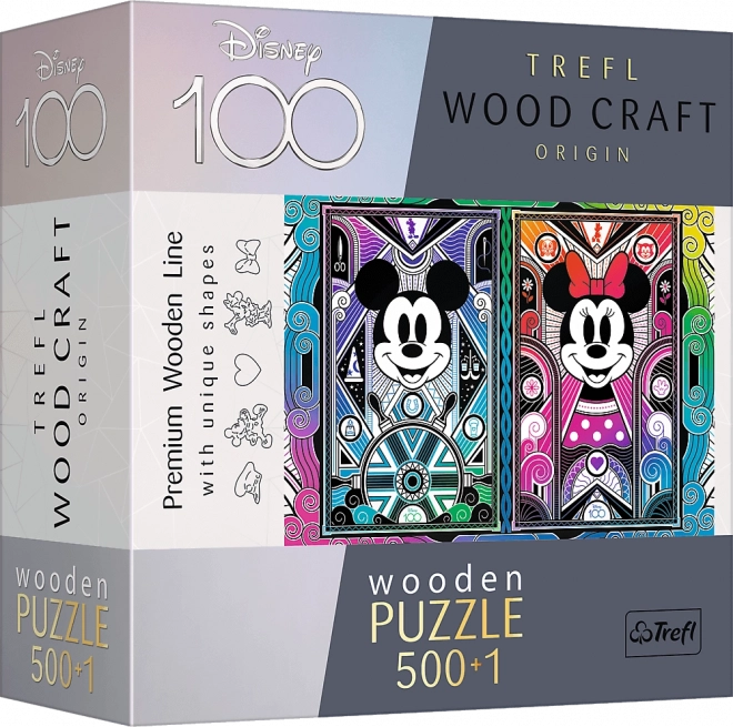 Mickey egér és Minnie fa puzzle - TREFL Wood Craft Origin, 501 darab