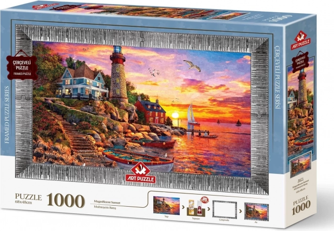ART PUZZLE Puzzle kerettel és ragasztóval Gyönyörű naplemente 1000 darab