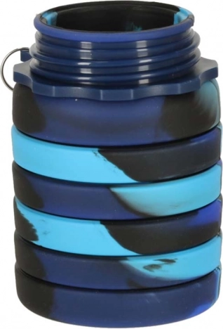 Összecsukható szilikon vízpalack fogantyúval 500ml kék