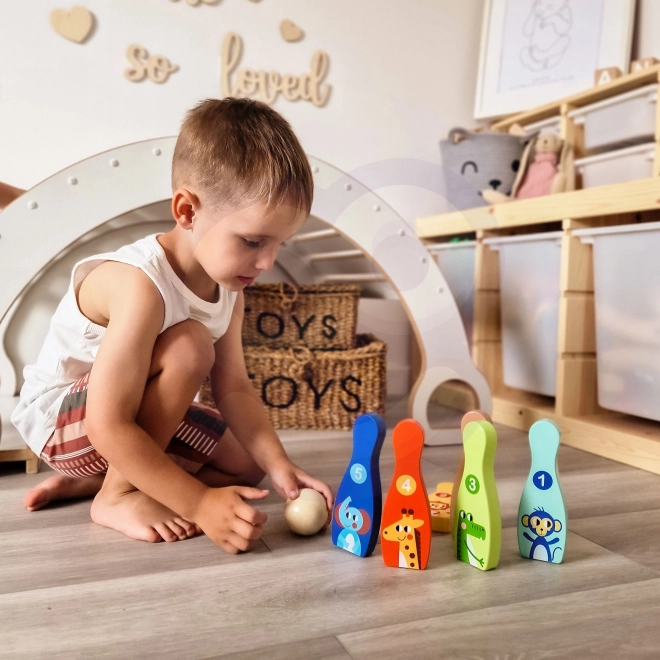 Tooky Toy állatos fa tekék gyerekeknek