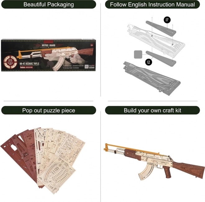 RoboTime 3D fa mechanikus kirakós AK-47