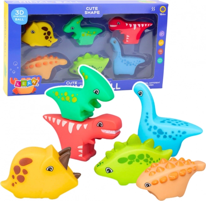 Dino World 6 db-os gumijáték készlet fürdőzéshez