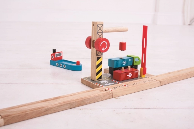 Bigjigs Rail konténer átrakodó állomás