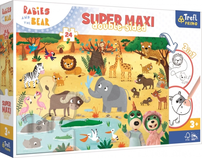 Kétoldalas puzzle Treflik és a ZOO SUPER MAXI 24 darabos