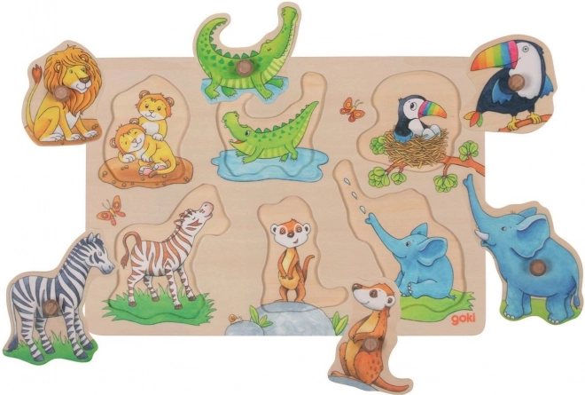 Goki fa beillesztő puzzle – mama és kicsinye