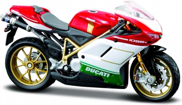 Ducati 1098S motorkerékpár modell állvánnyal 1/18