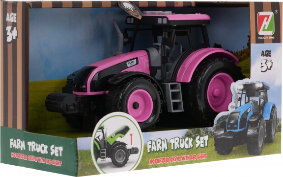 Interaktív traktor gyerekeknek 3+ nyitható motorháztető + hangok + LED fények rózsaszín