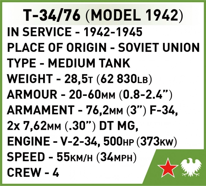 II. világháborús szovjet tank T-34/76 modell 1:72 COBI építőjáték