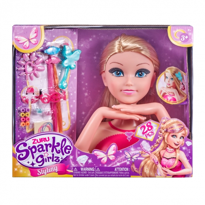 Sparkle Girlz frizurakészítő fej kiegészítőkkel