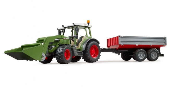 Fendt Vario 211 traktor homlokrakodóval és billenő utánfutóval