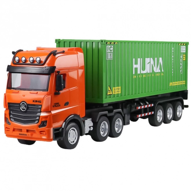 Zöld RC teherautó konténerrel Huina 1:18