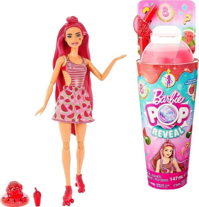 Barbie Pop Reveal - Gyümölcslé piros baba