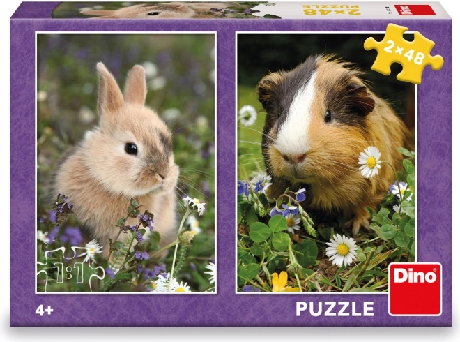 Bunny és tengerimalac puzzle 2x48 darabos